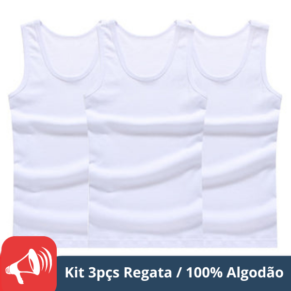 Kit. 3pçs Regata Basic CB - 100% Algodão - LOJA SPORTECH 