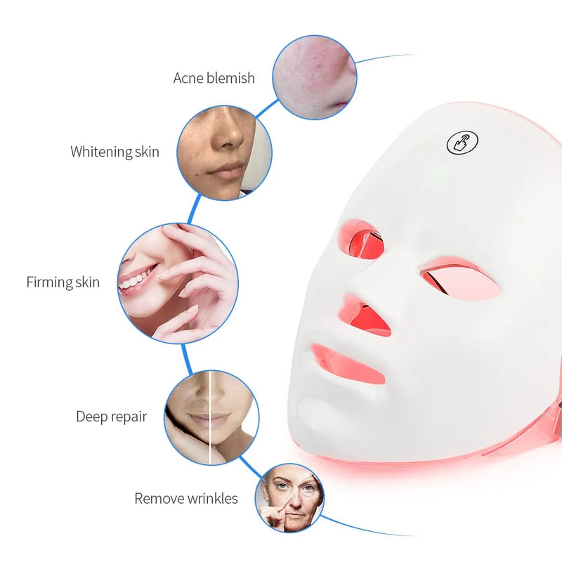 Beauty Mask: Máscara para Tratamento Facial Recarregável + 7 cores de LED - LOJA SPORTECH 