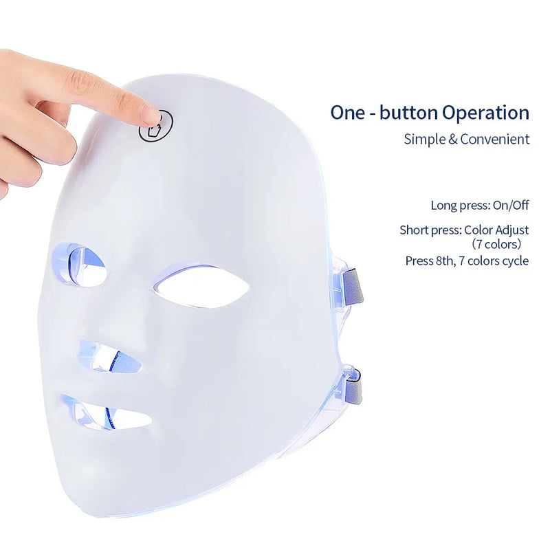 Beauty Mask: Máscara para Tratamento Facial Recarregável + 7 cores de LED - LOJA SPORTECH 